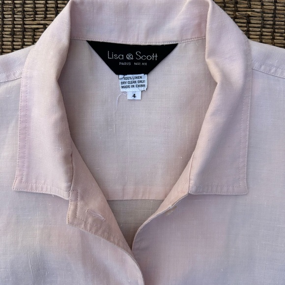 Vintage Lisa & Scott Linen Blouse. Pale pink. Size 4. Excellent condition. - Picture 4 of 5
